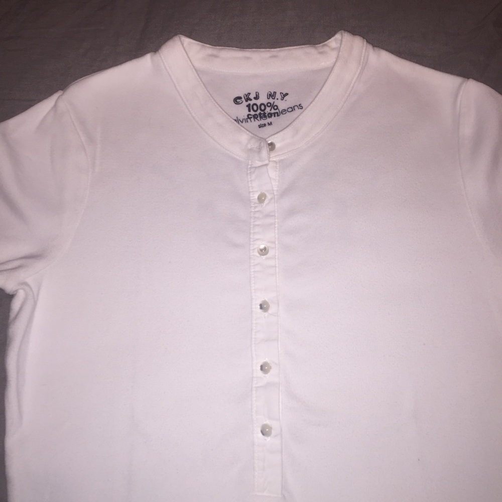 Calvin Klein Jeans Women White Henley Tee Size M